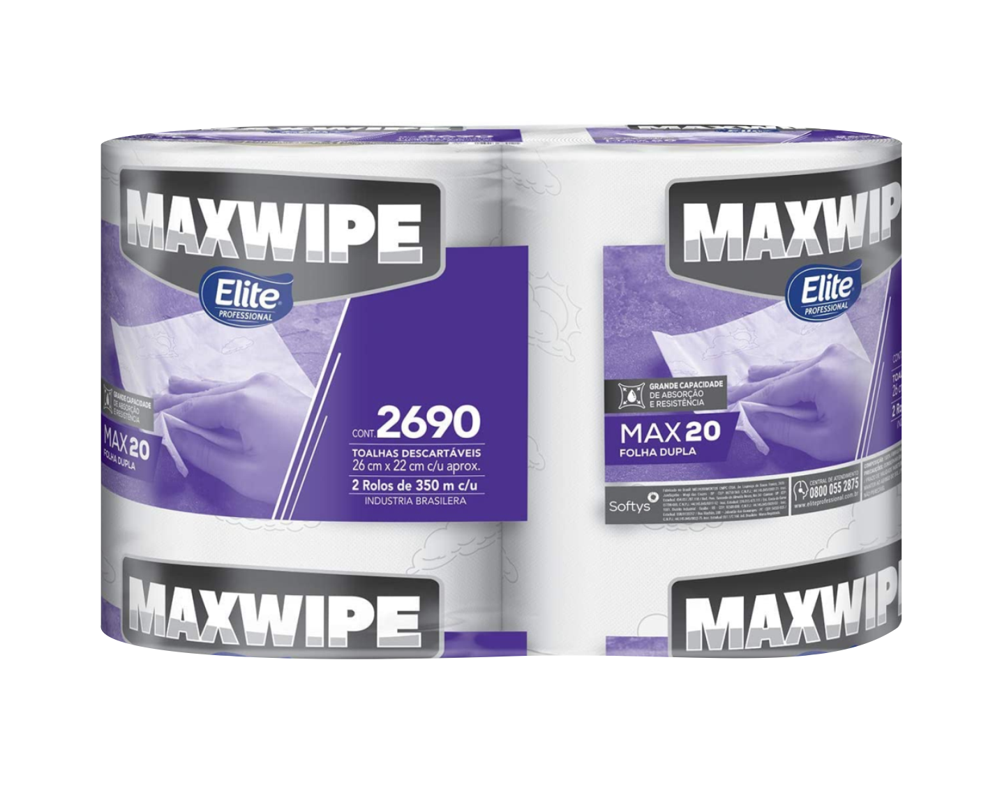 MAXWIPE MAX-20 -  2690 toalhas de 26cm x 22cm