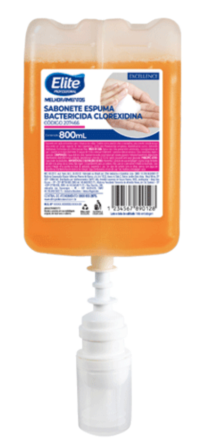 SABONETE ESPUMA  BACTERICIDA  CLOREXIDINA 800ML - EXCELLENCE