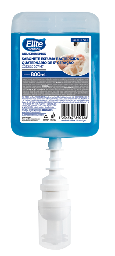 SABONETE ESPUMA BACTERICIDA  QUATERNÁRIO 5G  800ML - EXCELLENCE